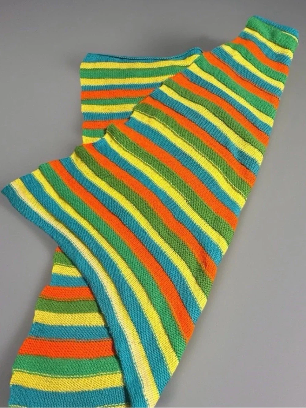 Colorful Vintage Throw Orange/Green/Yellow/Blue 51x46 Handmade